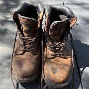 Timberland Brown Leather Work Boots with Padded Collar
